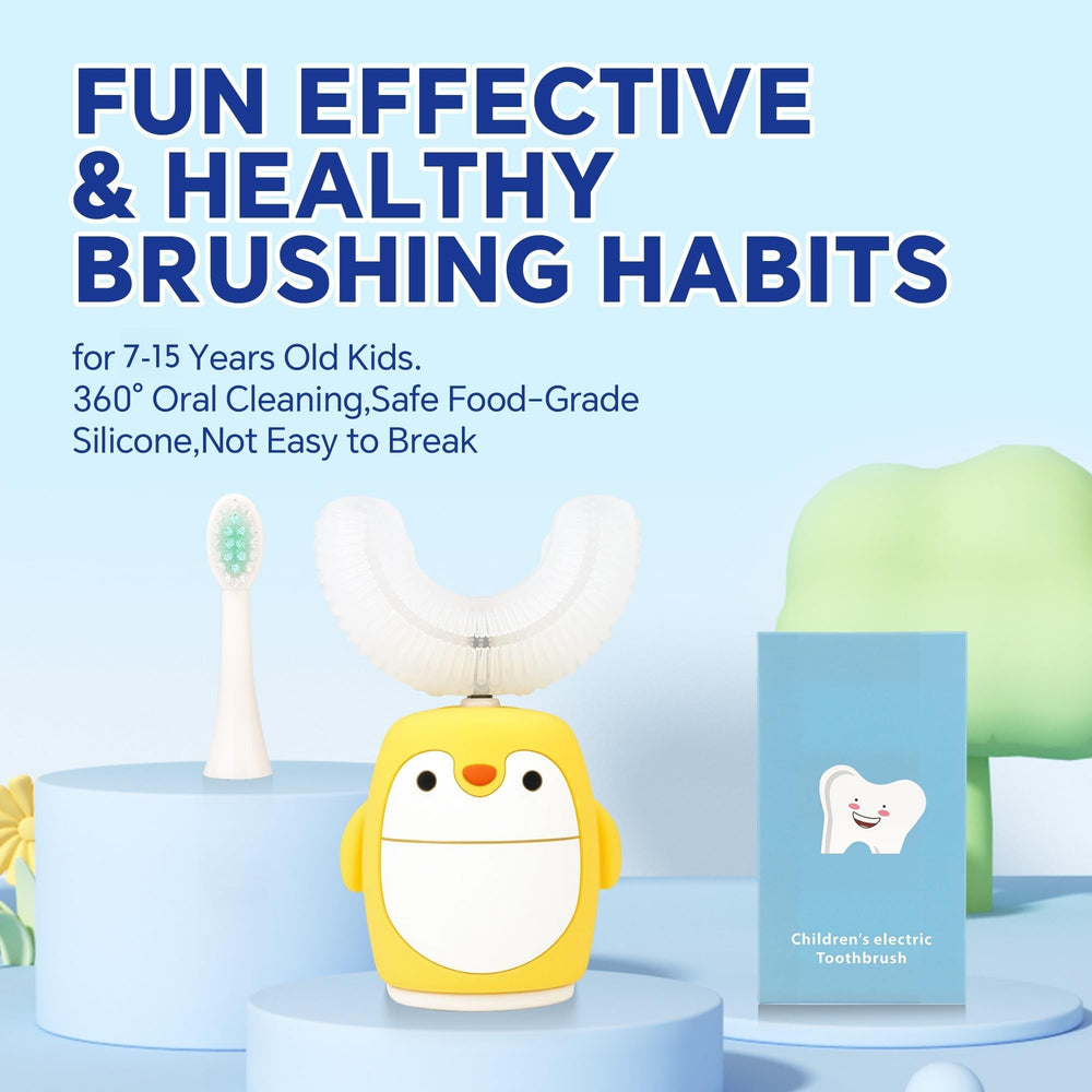 U-shaped kids toothbrush head design