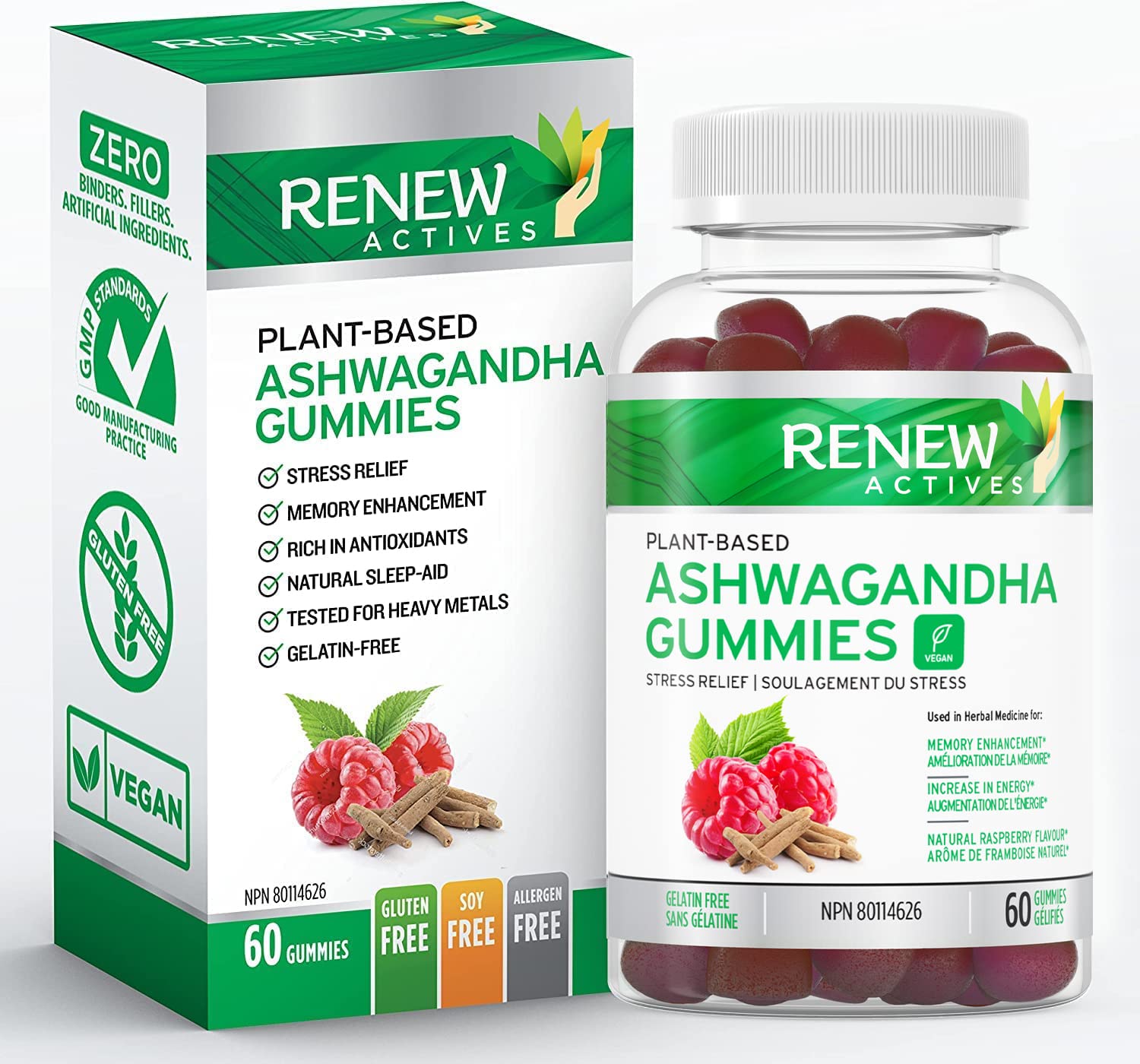 Renew Actives Ashwagandha gummies bottle front view