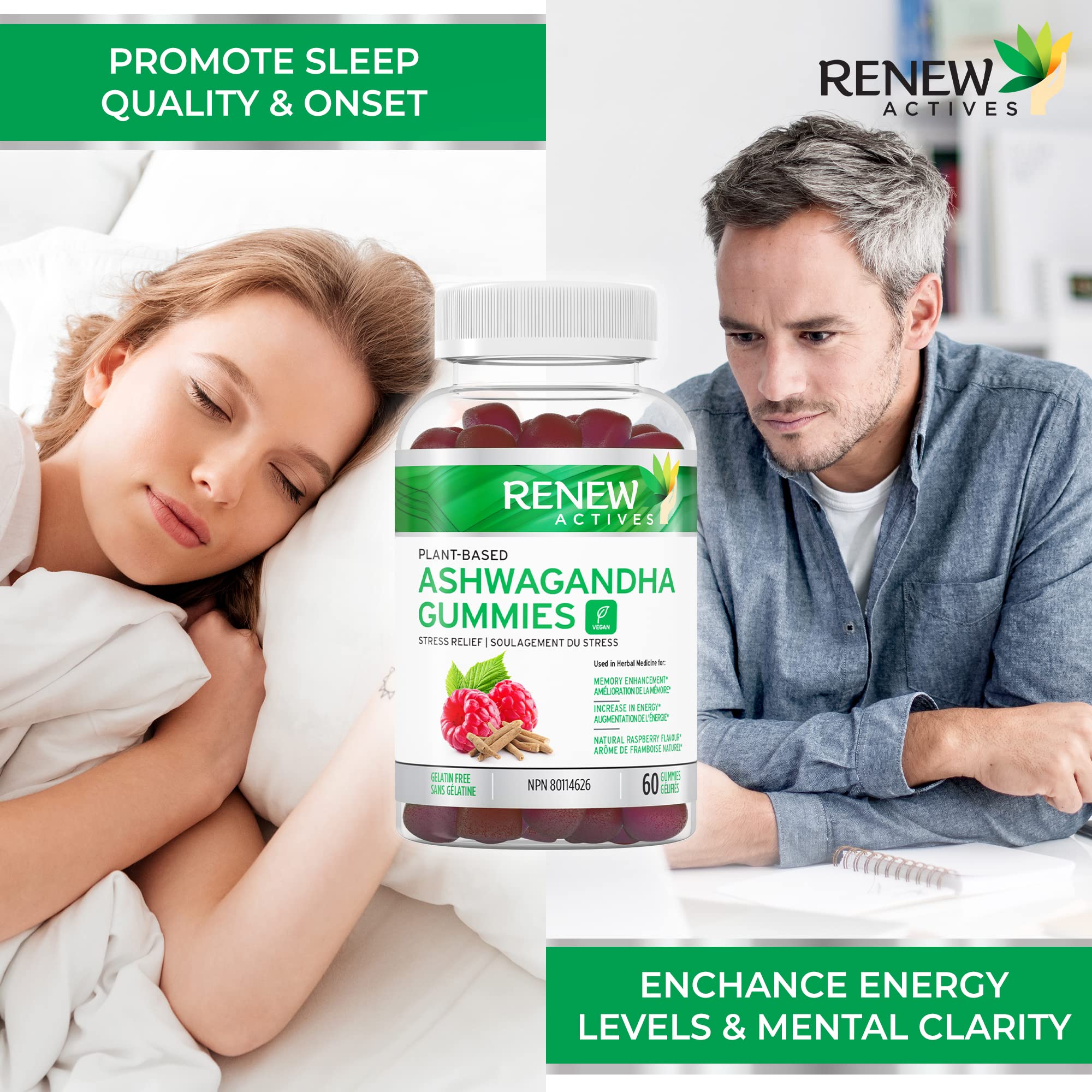 Person looking focused and energized after taking gummies