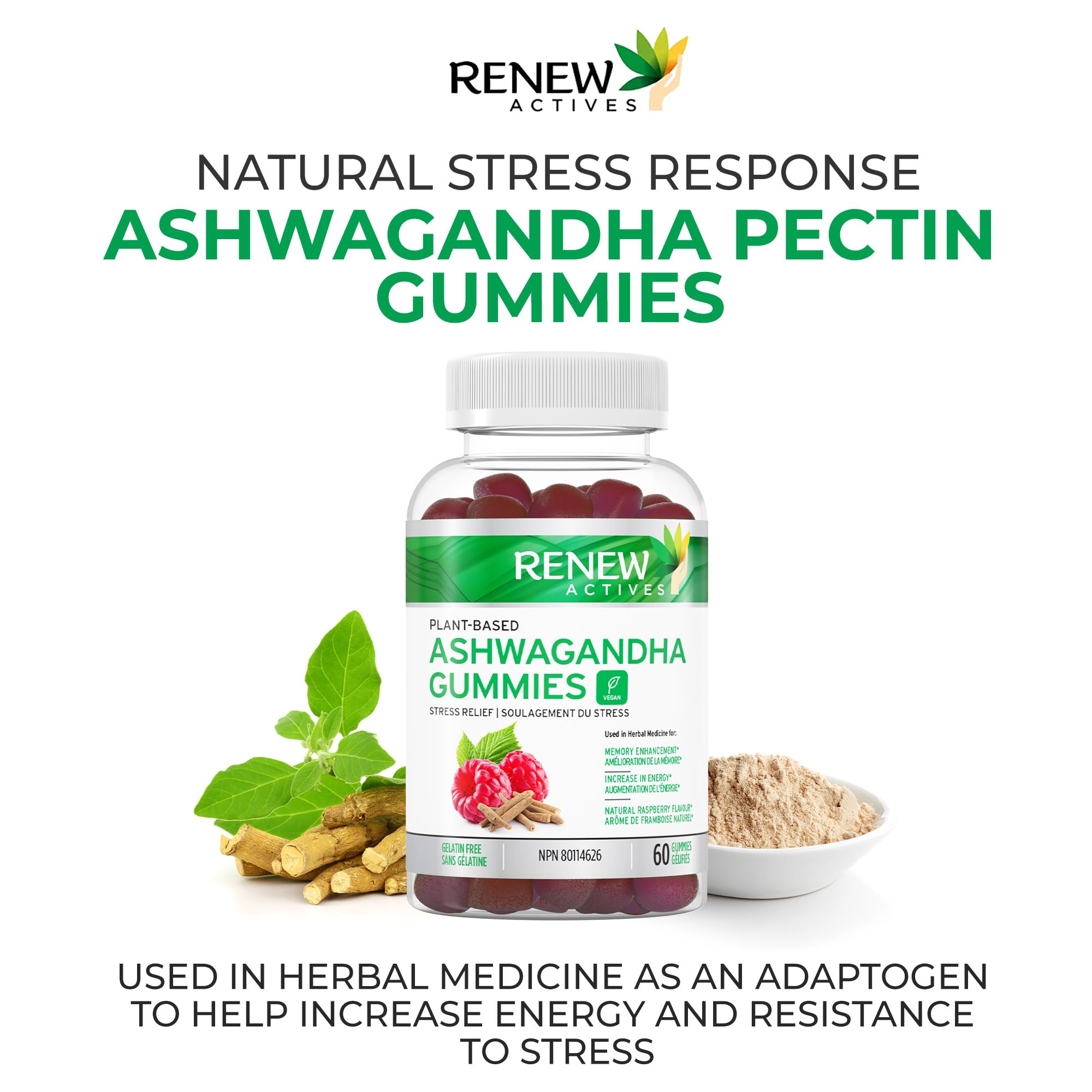 Close-up of mixed berry flavored Ashwagandha gummy