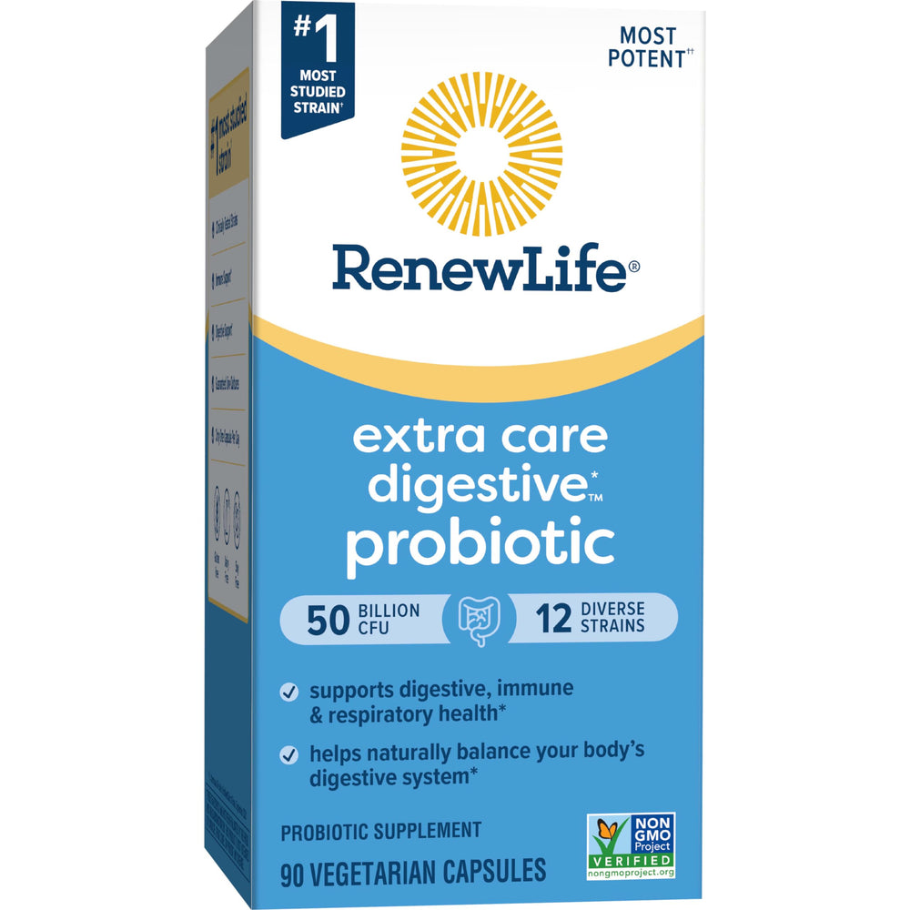 Renew Life 50 billion CFU claim on packaging; premium probiotic.