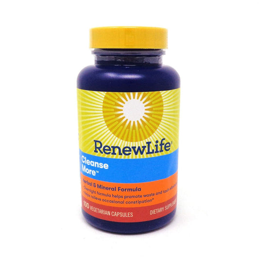 Renew Life Cleanse More herbal and mineral formula bottle, 100 capsules