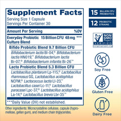 Close-up of vegetarian capsules showing 15 billion CFU