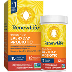 Front view of Renew Life Everyday Probiotic 30 count bottle