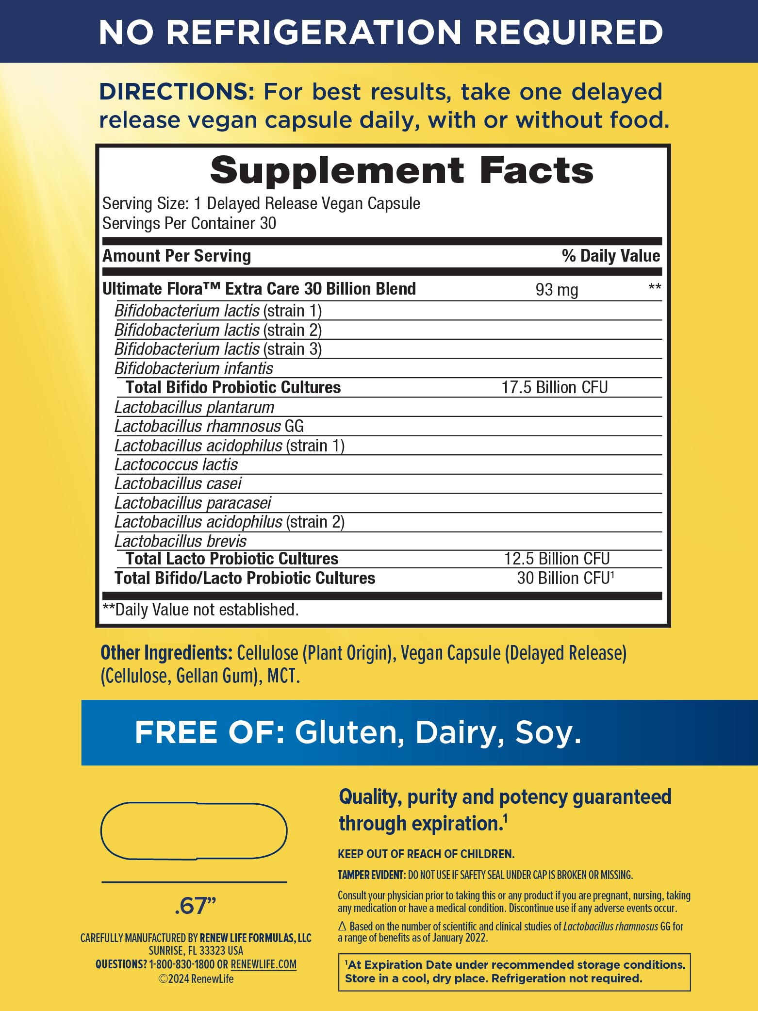 Close-up of probiotic capsules highlighting 12 strains for immune, digestive and respiratory support