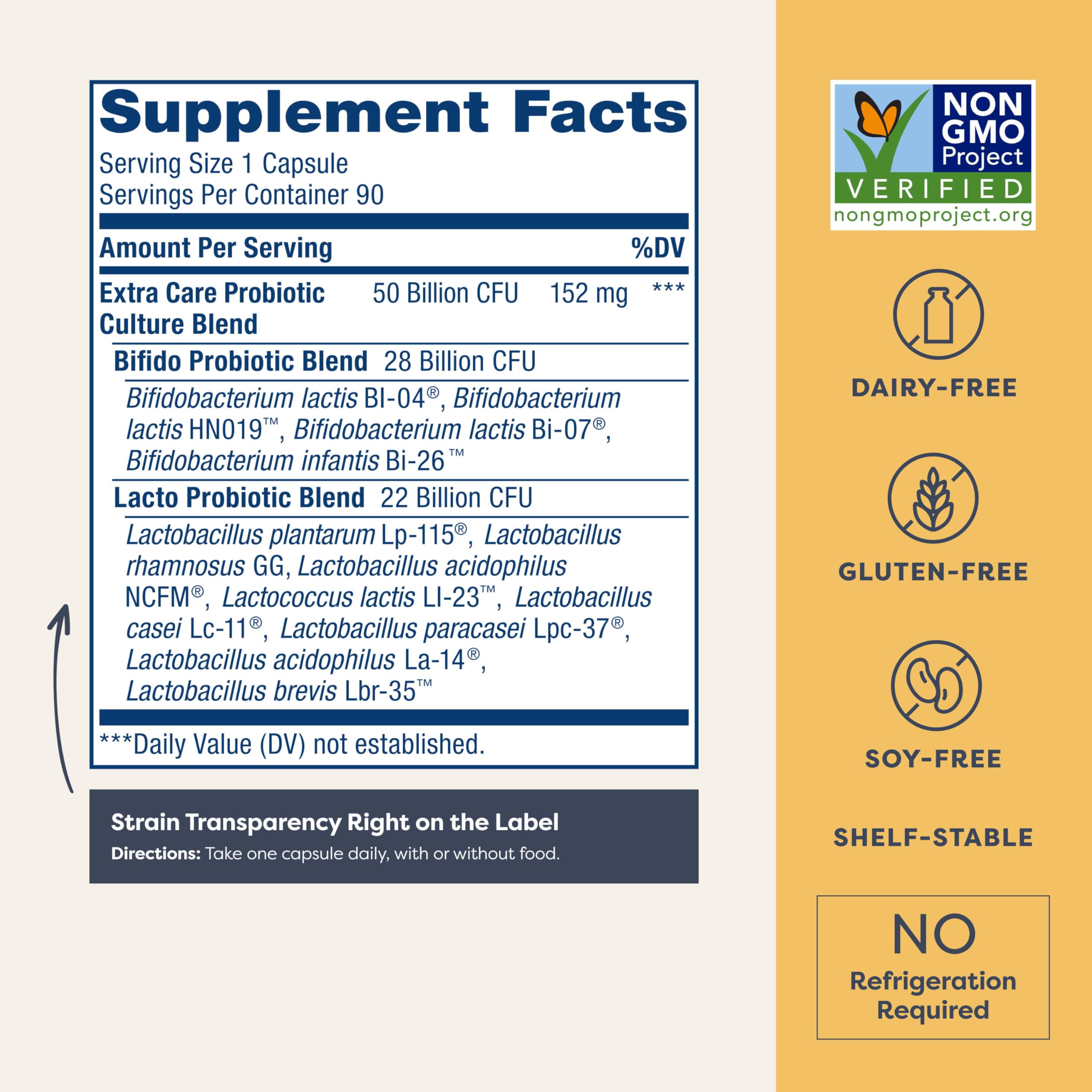Renew Life Extra Care Probiotic capsules for daily digestive support.