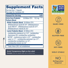Renew Life Extra Care Probiotic capsules for daily digestive support.