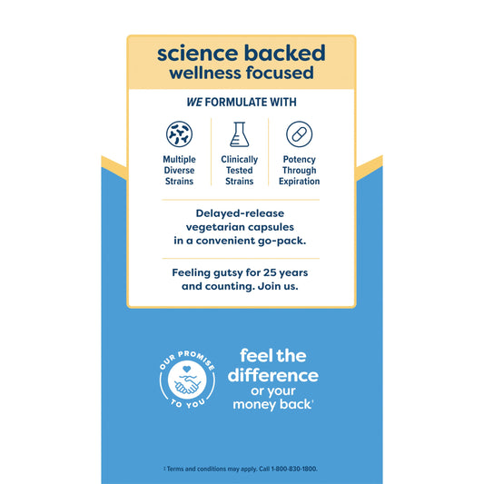 Close-up of label highlighting 12-strain probiotic formula