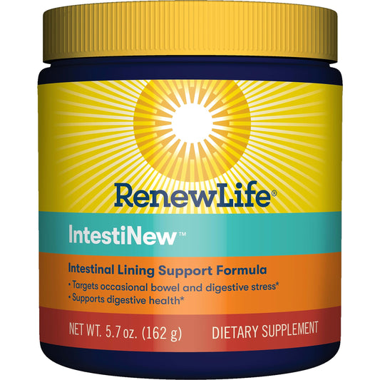 Renew Life IntestiNew powder bottle with 5000 mg L-glutamine per serving