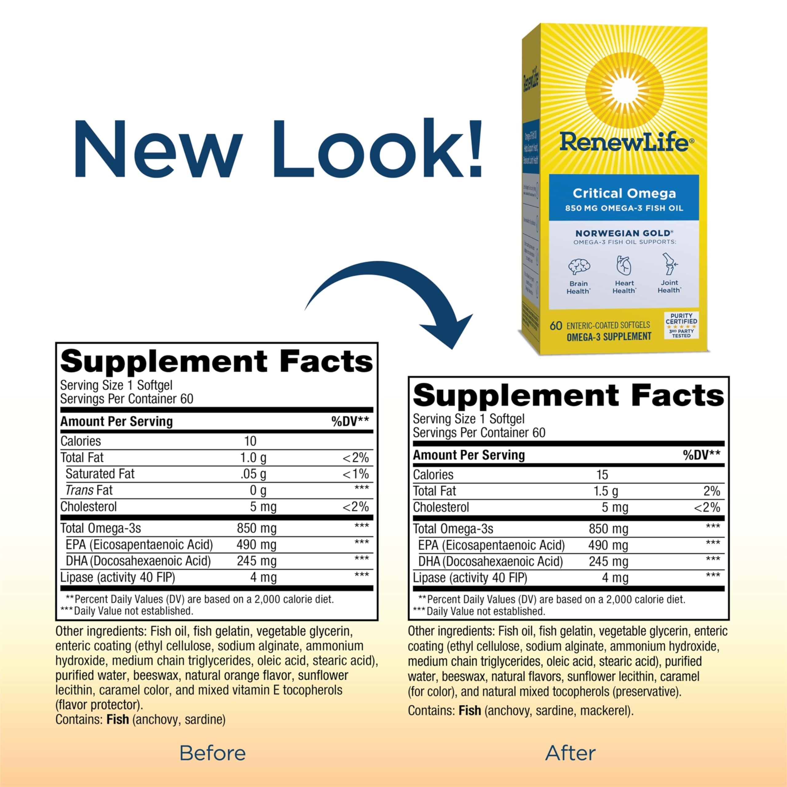 Burp-free omega-3 softgels with lipase and enteric coating