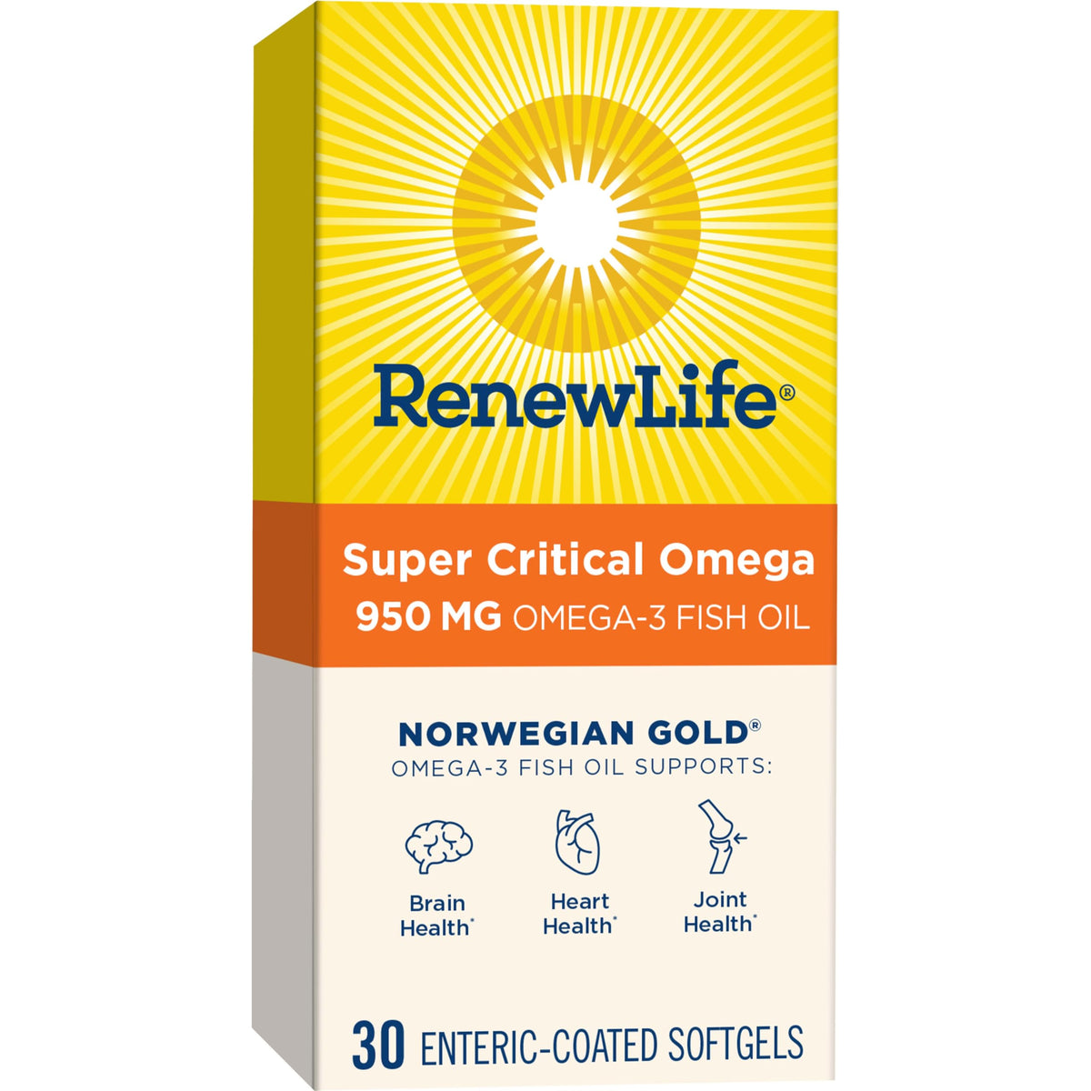 Renew Life Norwegian Gold Super Critical Omega Softgels bottle front