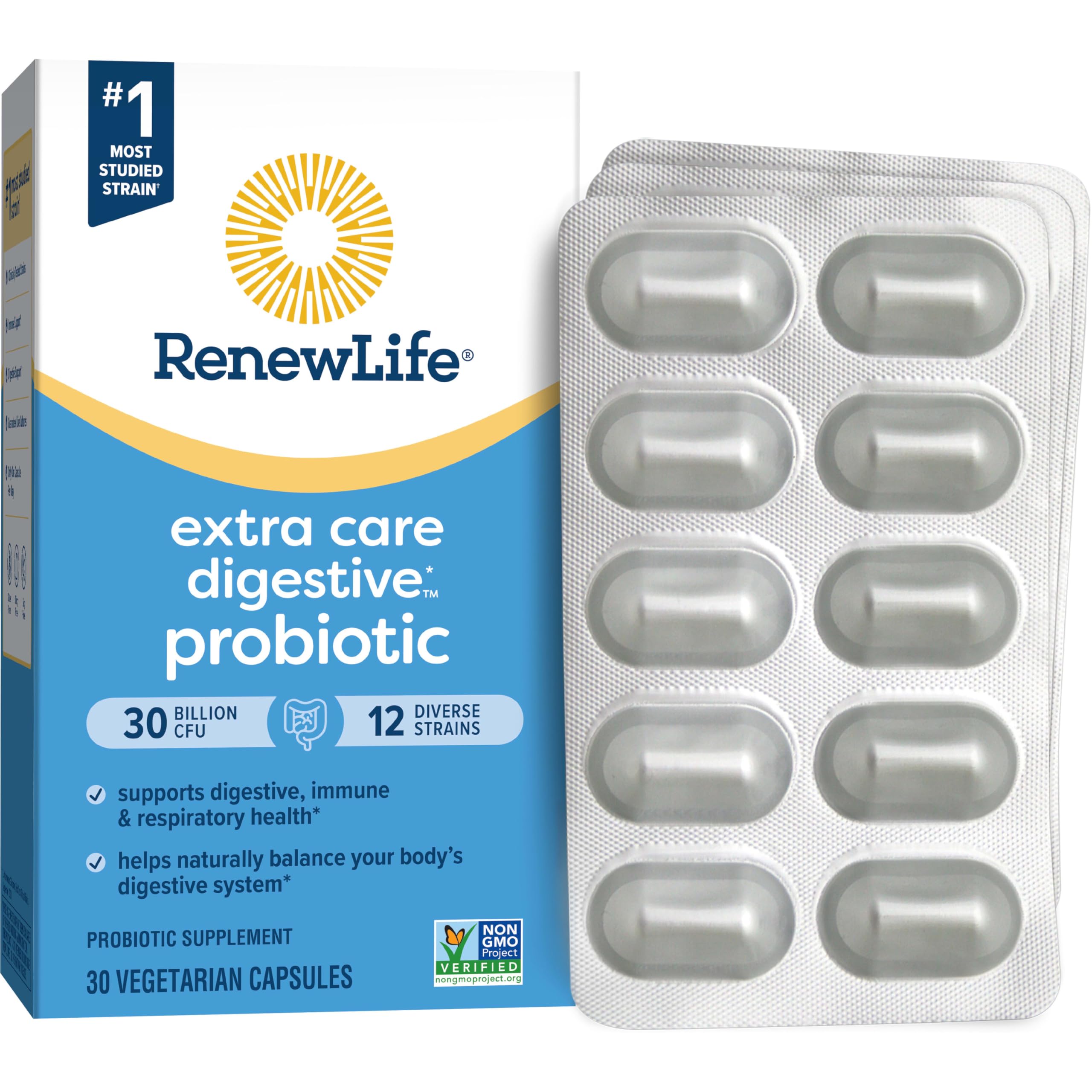 Renew Life probiotic bottle showing 30 Billion CFU potency