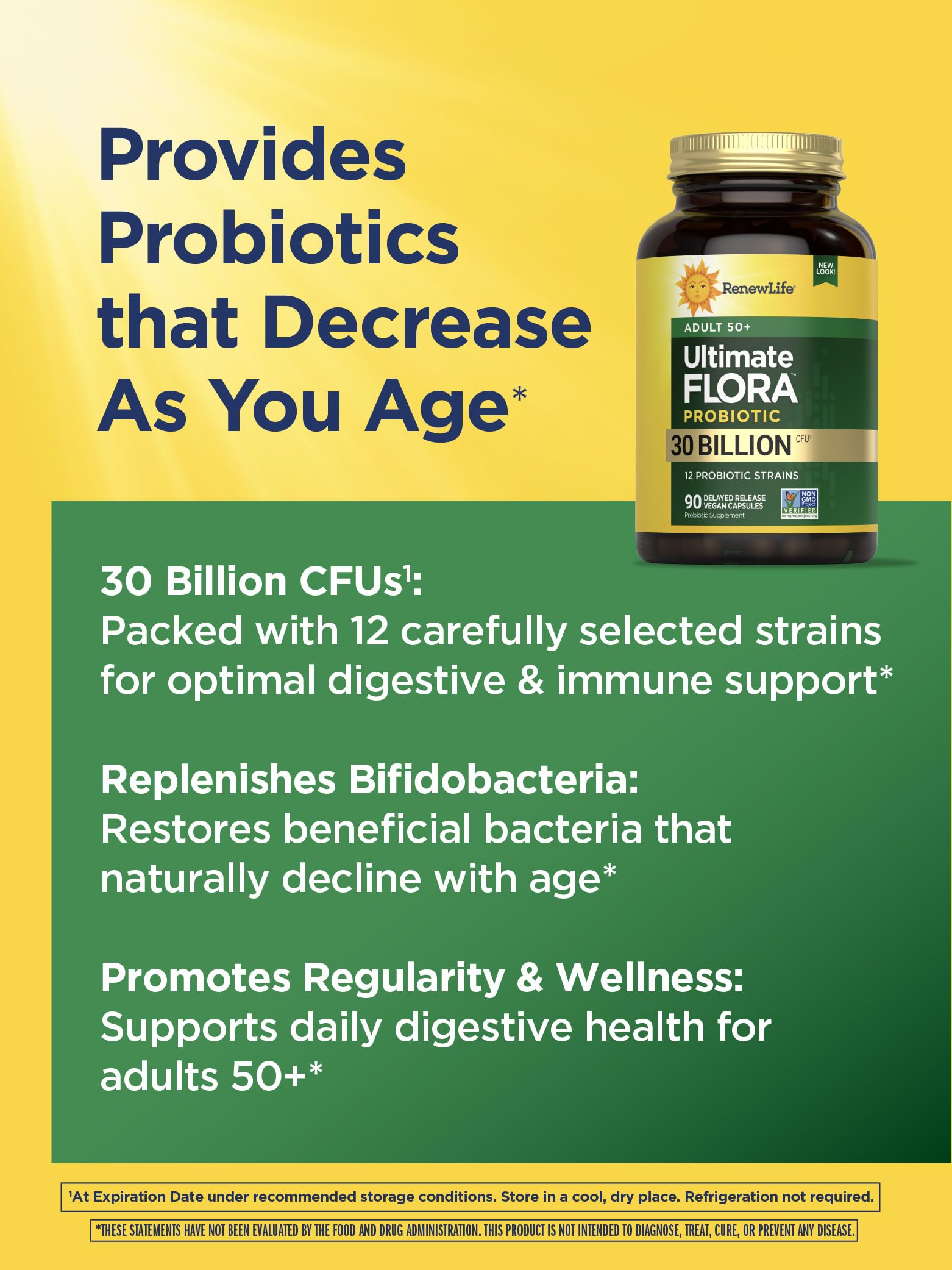 Digestive health and immune support concept with 30B CFU per capsule