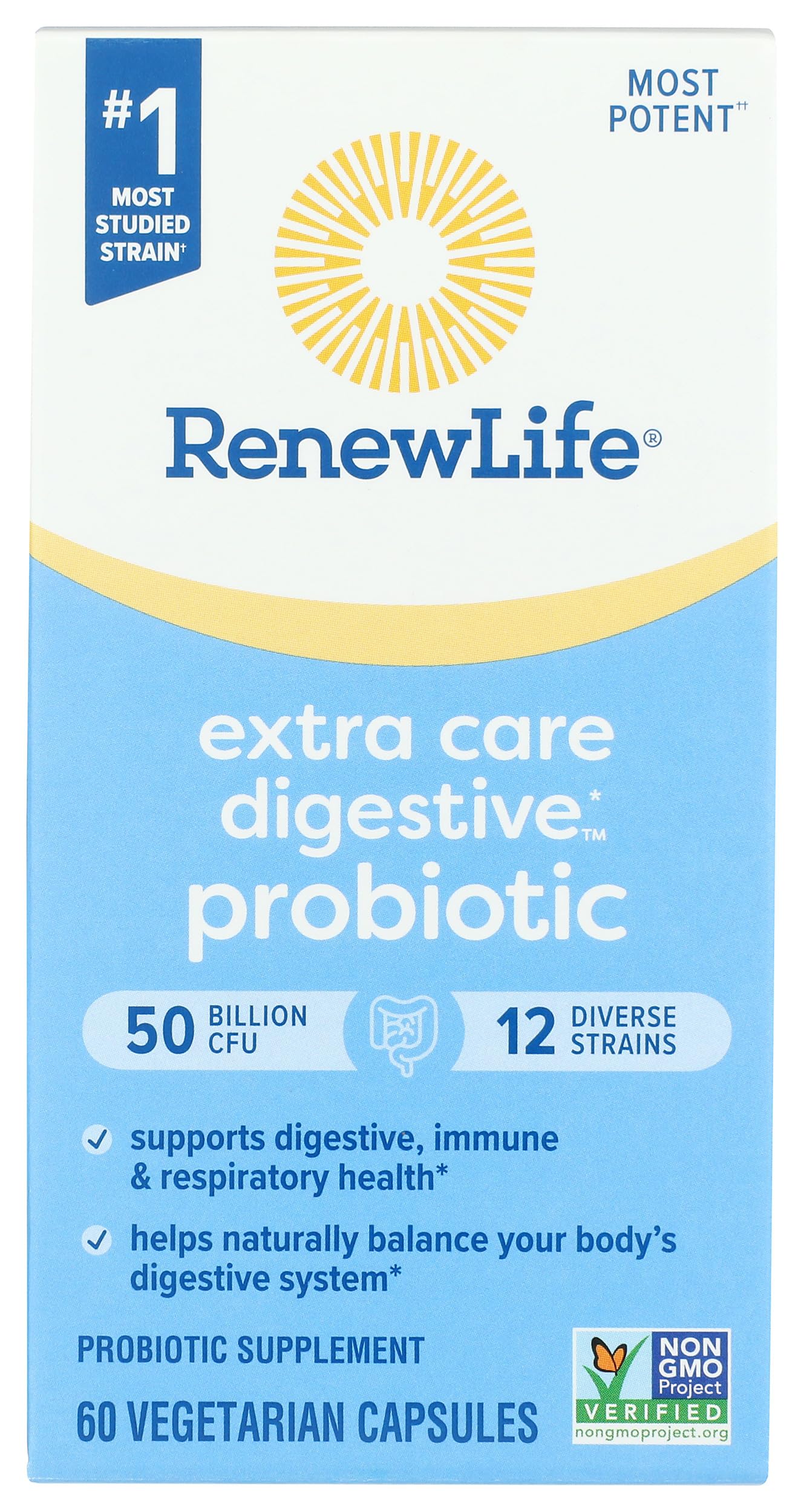 Front view of Renew Life Ultimate Flora Extra Care Probiotic bottle