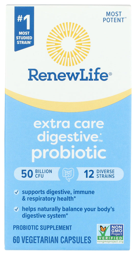 Front view of Renew Life Ultimate Flora Extra Care Probiotic bottle