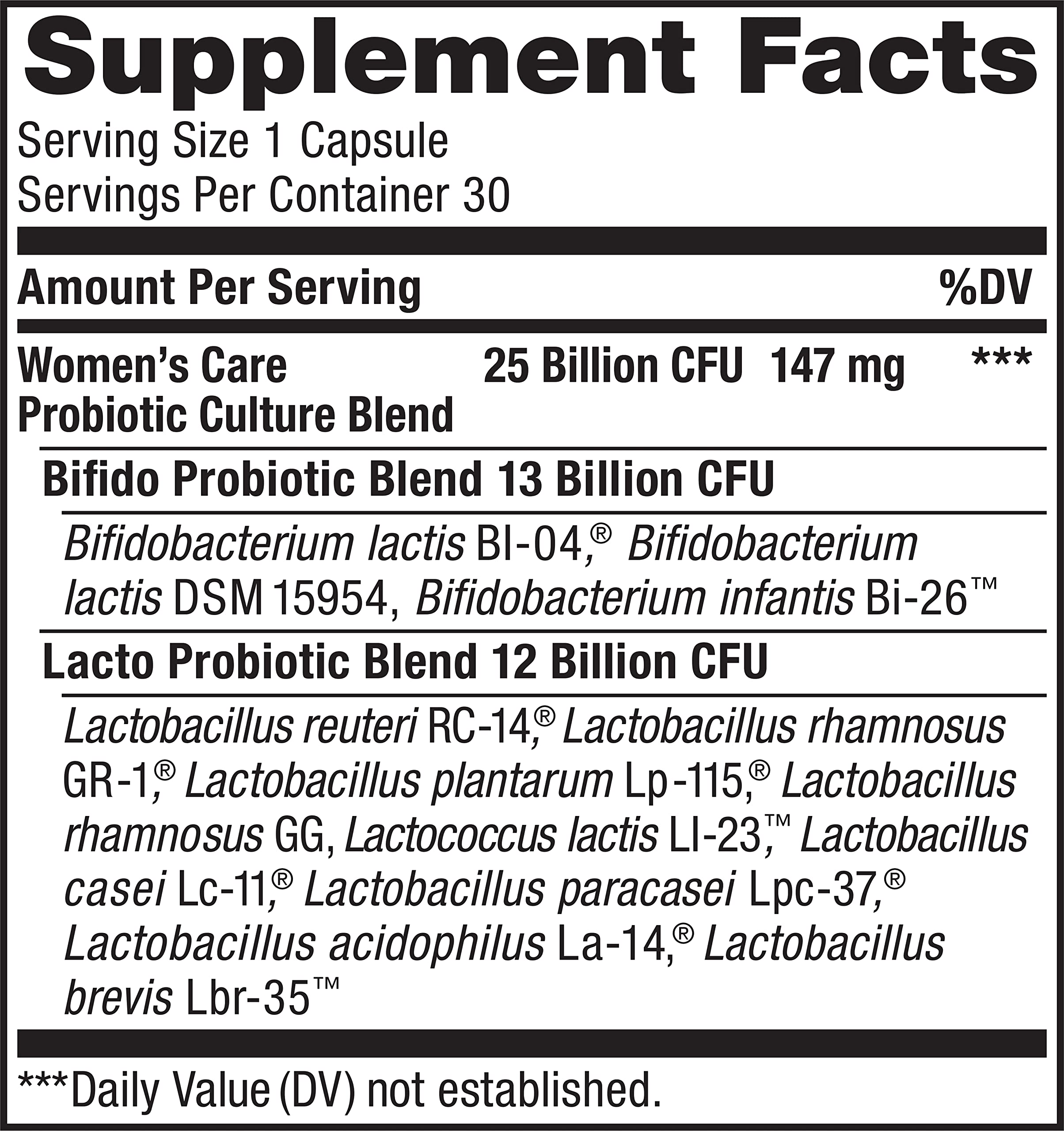 90-capsule bottle of women's probiotic