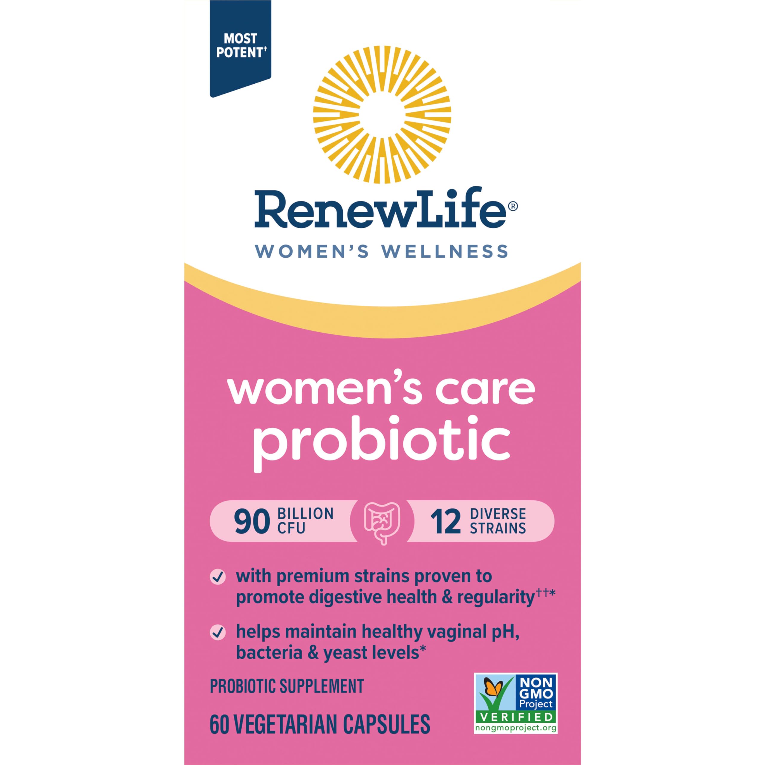 Renew Life Women's Probiotic 12-strain blend highlights diverse support for vaginal balance