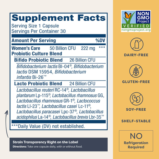 Bottle showing 12 diverse probiotic strains included