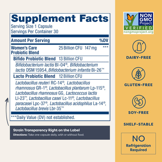 Close-up of product label showing 25 Billion CFU and 12 strains