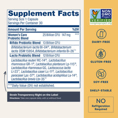 Close-up of product label showing 25 Billion CFU and 12 strains