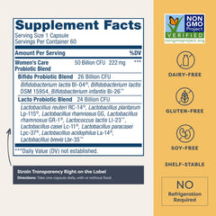 Renew Life Women's Probiotic capsules closeup highlighting delayed-release design for gut delivery