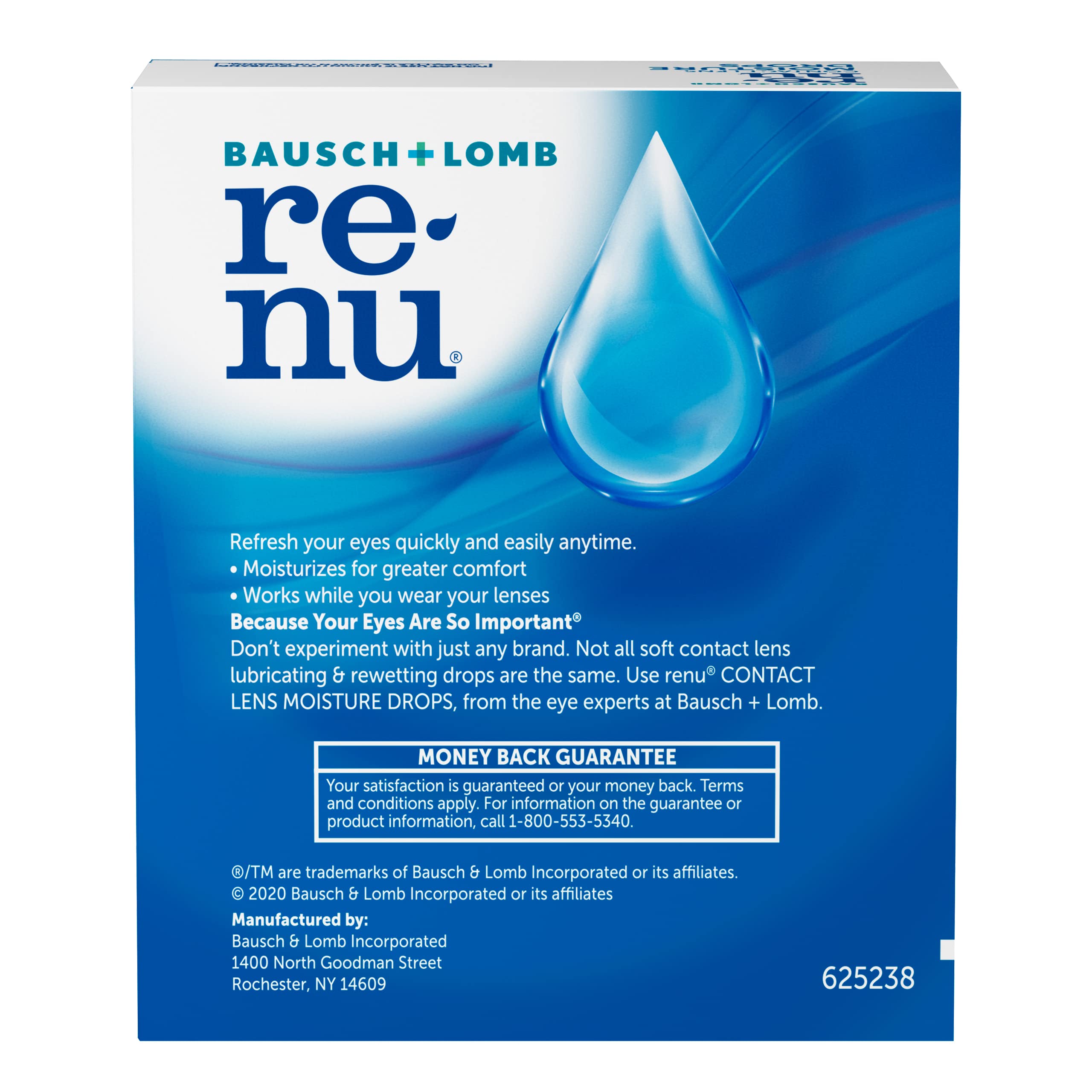 Renu eye drops applied during wear for rewetting comfort