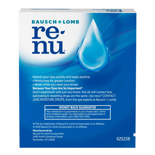 Renu eye drops applied during wear for rewetting comfort