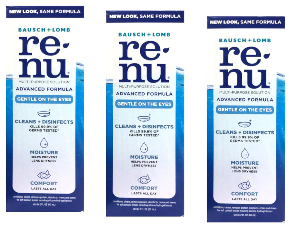 Renu travel-size 2 oz bottle in a 3-pack (front view)