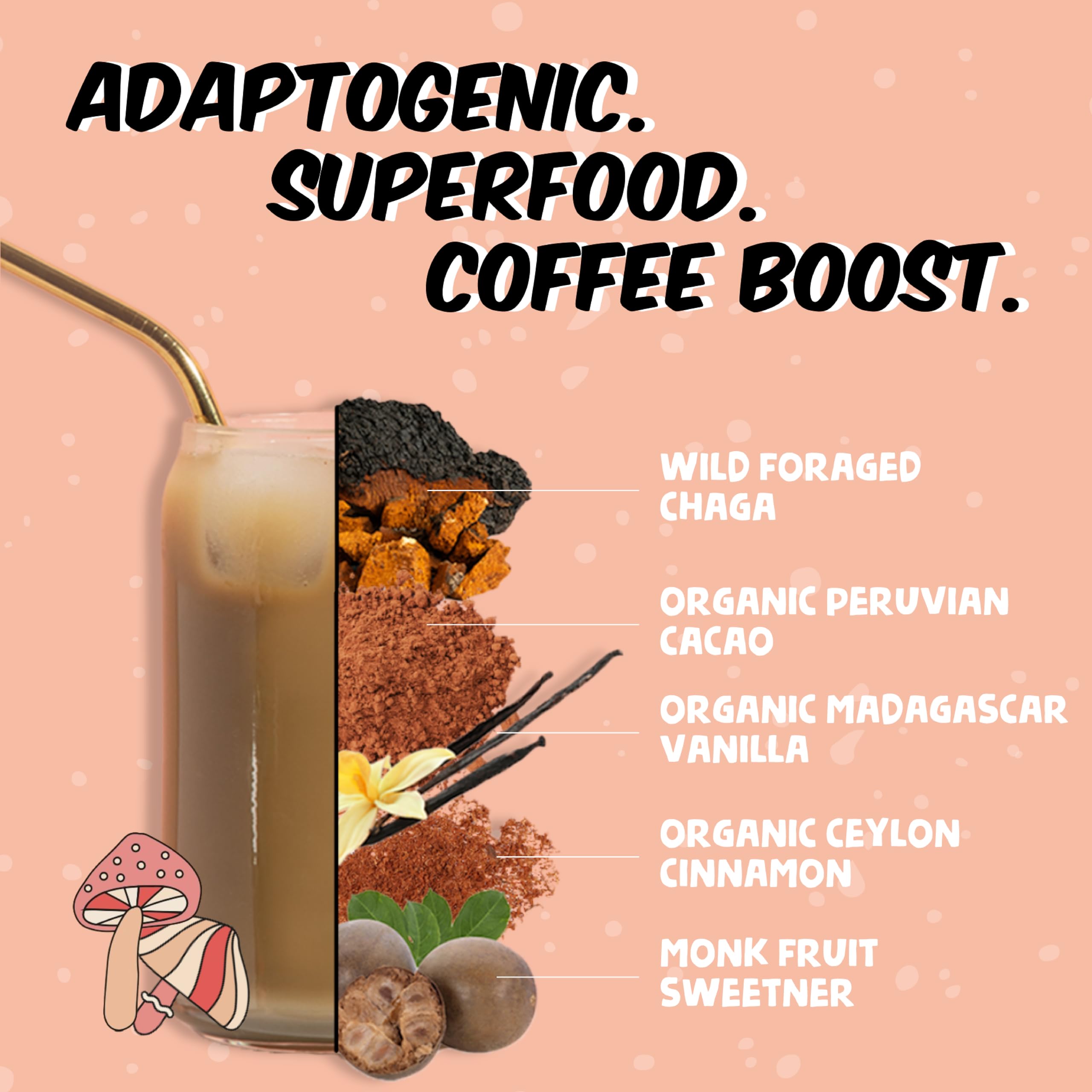 Wild-foraged chaga powder for Renude Chagaccino