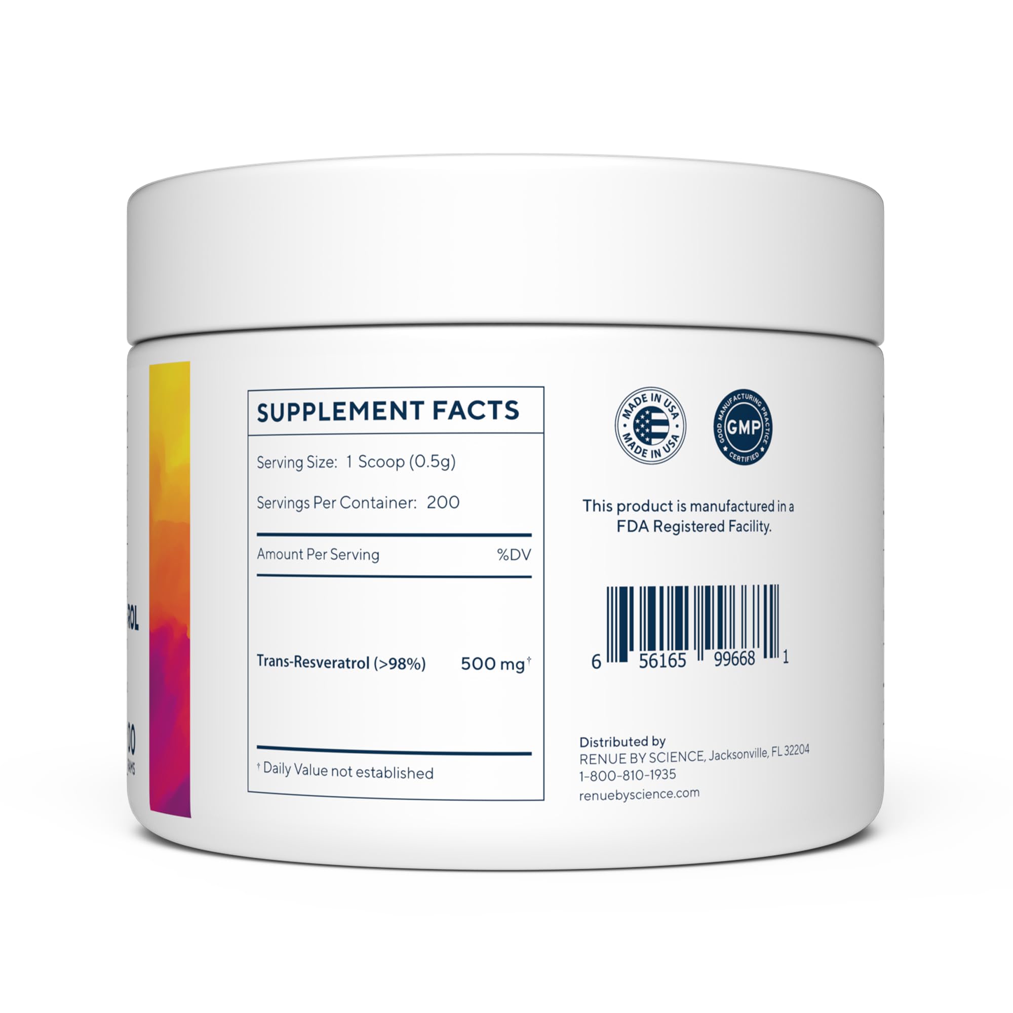Renue By Science resveratrol powder scoop enables precise dosing for consistent use