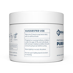 RENUE NMN Powder bottle – back label with supplement facts