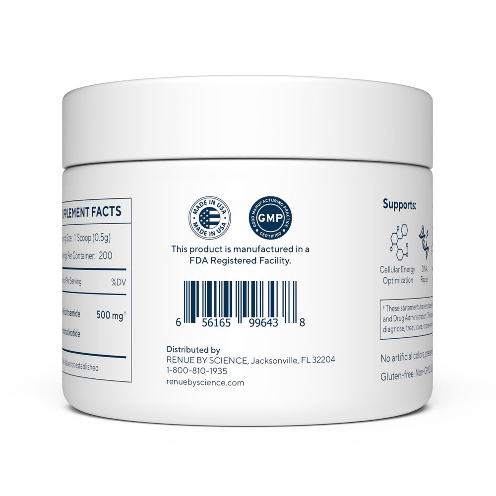 Measuring scoop with NMN powder (500 mg per serving)