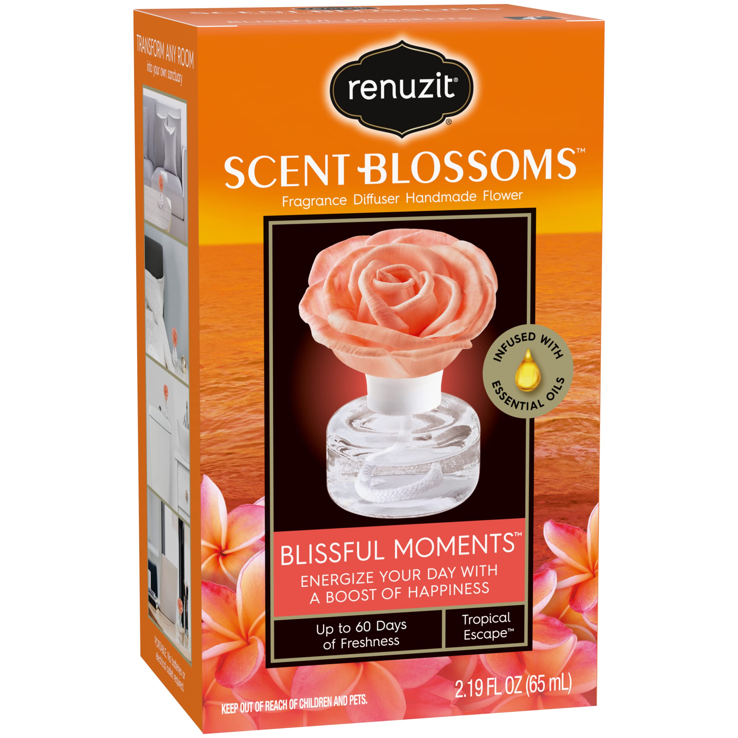 Room ambience with Renuzit Scent Blossoms diffuser in tropical decor