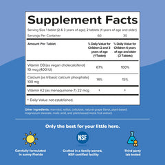 Calcium with Vitamin D3 & K2 for children – dissolvable tablets