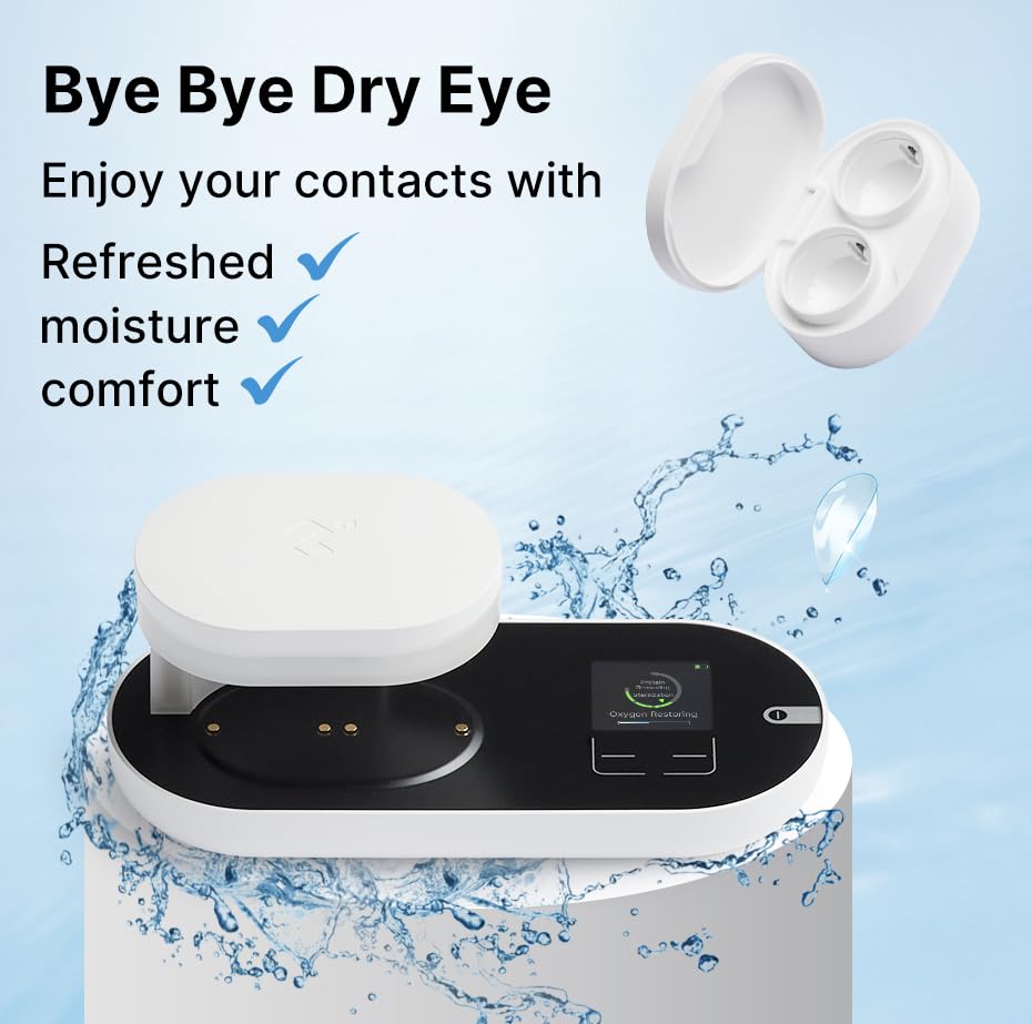Hands using ReO2 cleaner to hydrate and clean lenses
