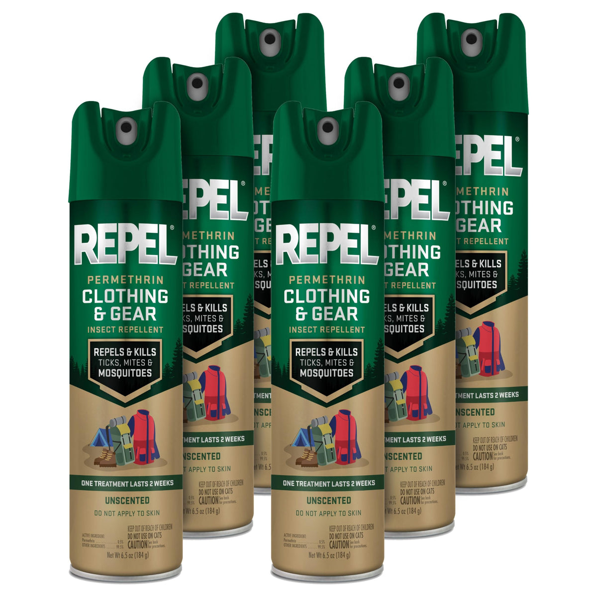 Repel Permethrin aerosol bottle provides long-lasting protection for outdoor gear.