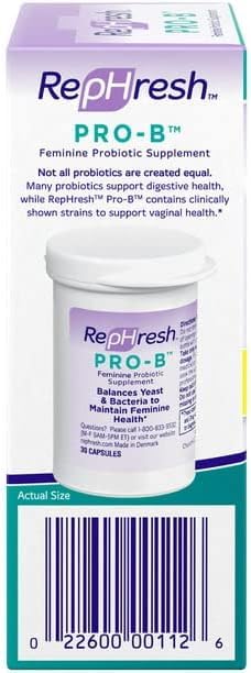 Rephresh Pro-B ingredients list highlighting probiotic strains.