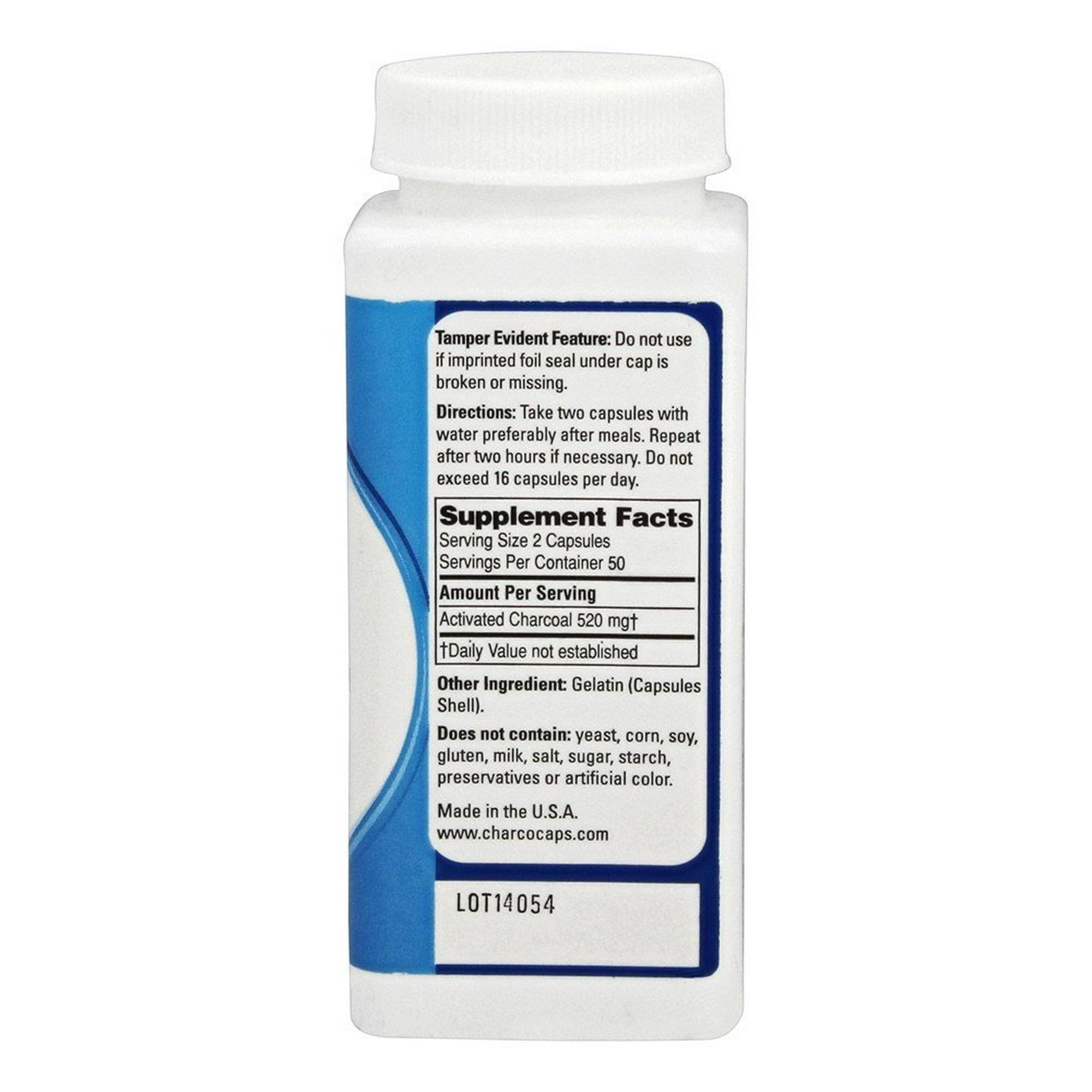 Supplement Facts panel for Requa Activated Charcoal