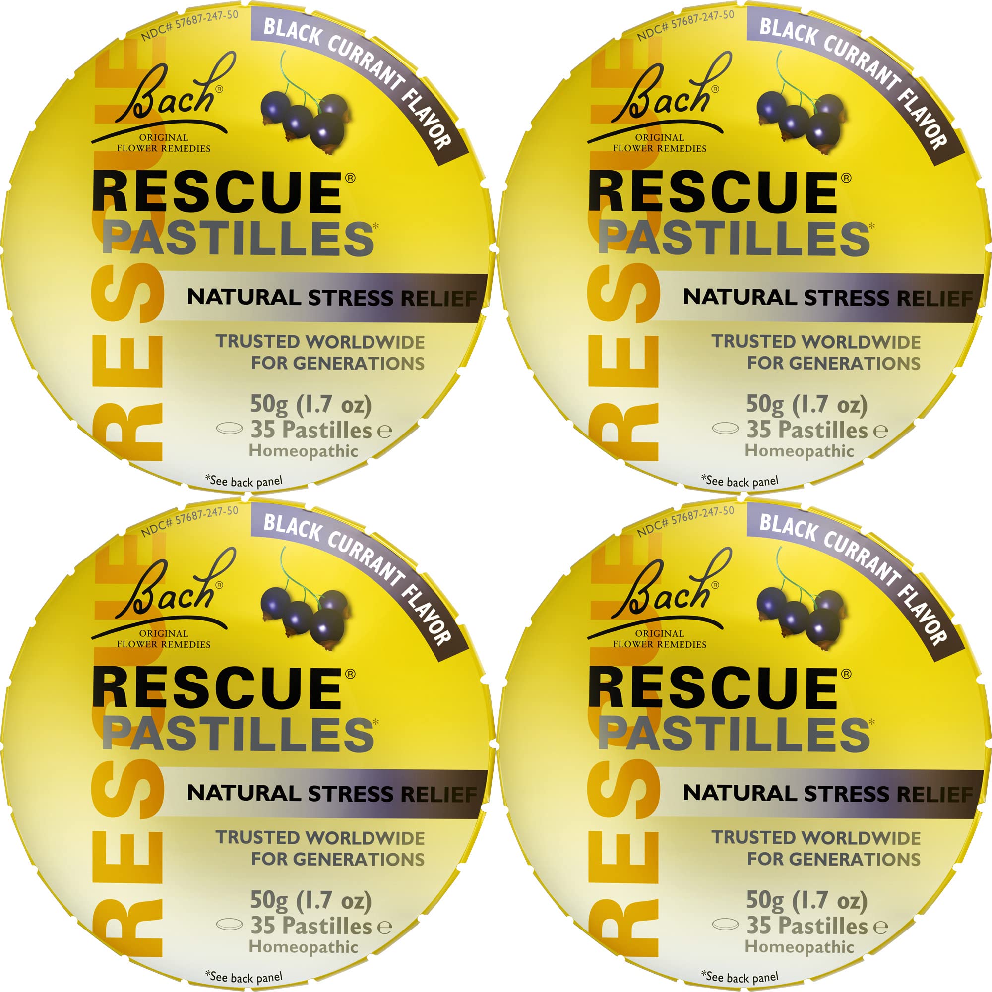 RESCUE Bach Pastilles Black Currant flavor 4-pack