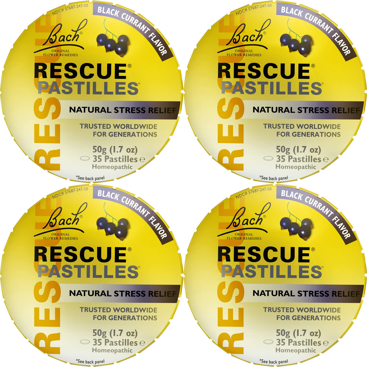 RESCUE Bach Pastilles Black Currant flavor 4-pack
