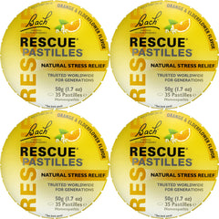 Front view of RESCUE Bach Pastilles orange elderflower pack