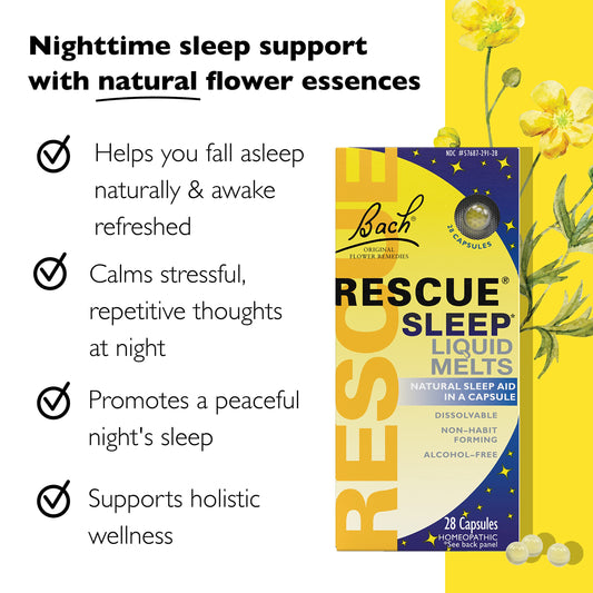 RESCUE Sleep Liquid Melts ingredients highlight natural homeopathic blend for calming support