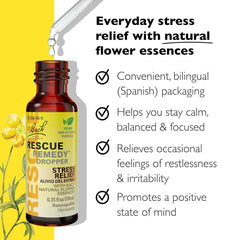 Close-up of RESCUE Remedy dropper bottle with label