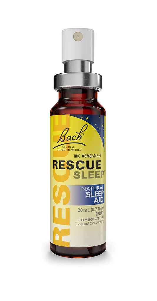 RESCUE SLEEP spray bottle close-up, showcasing a gentle, non-habit sleep aid.