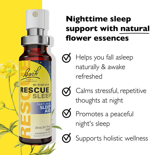 RESCUE SLEEP spray dispensed onto the tongue for calmer evenings.