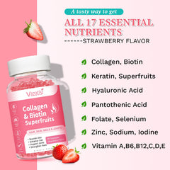 Resealable bottle of strawberry collagen gummies 120 count