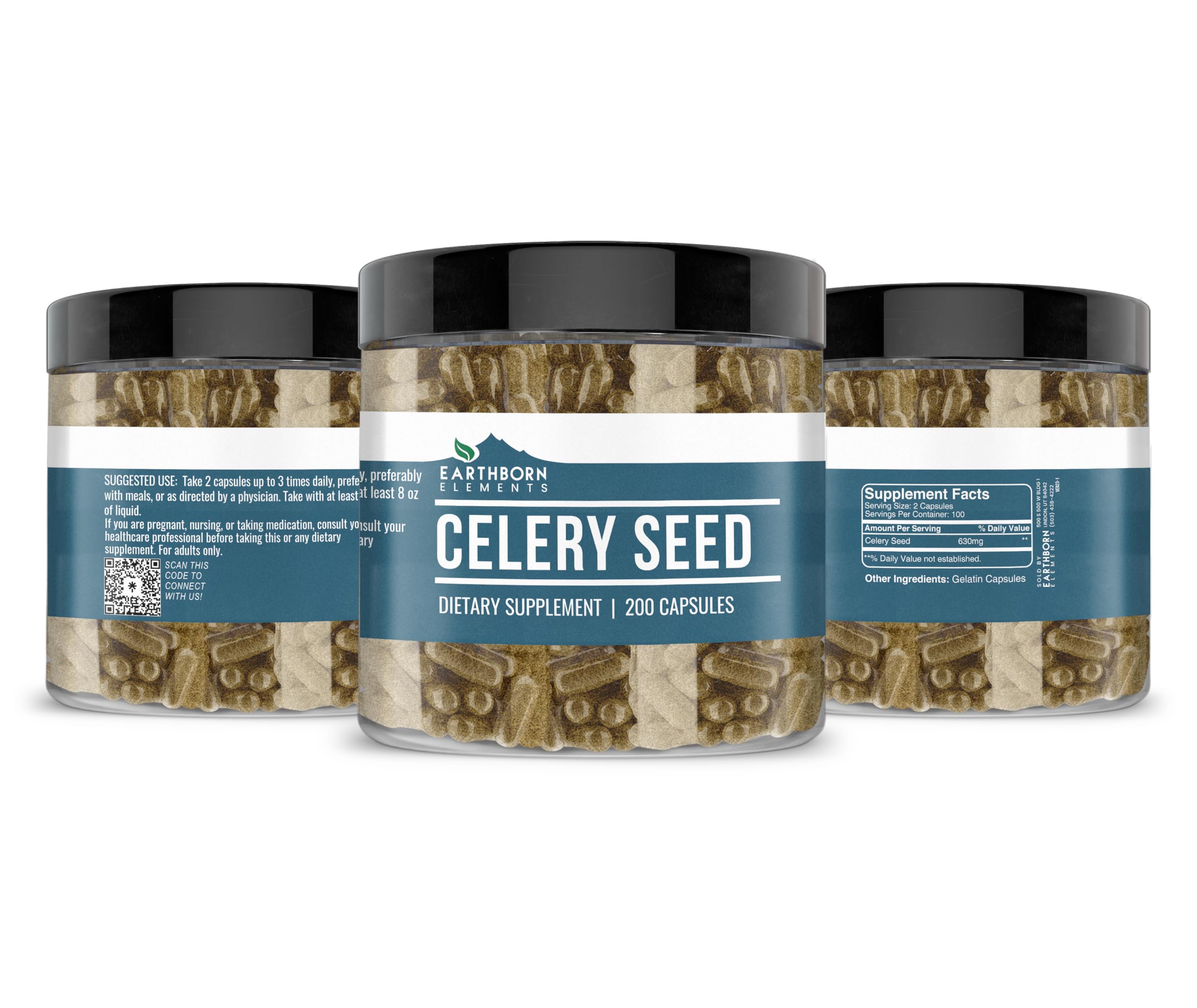 Resealable plastic container for celery seed capsules