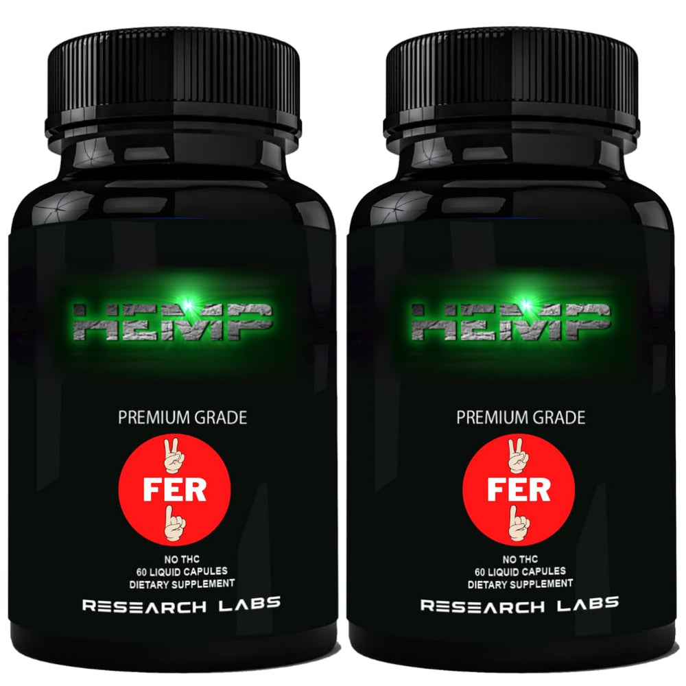 Research Labs hemp capsules bottle – front view