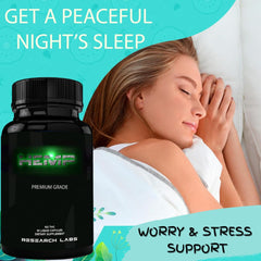 Hemp capsules on clean surface with packaging