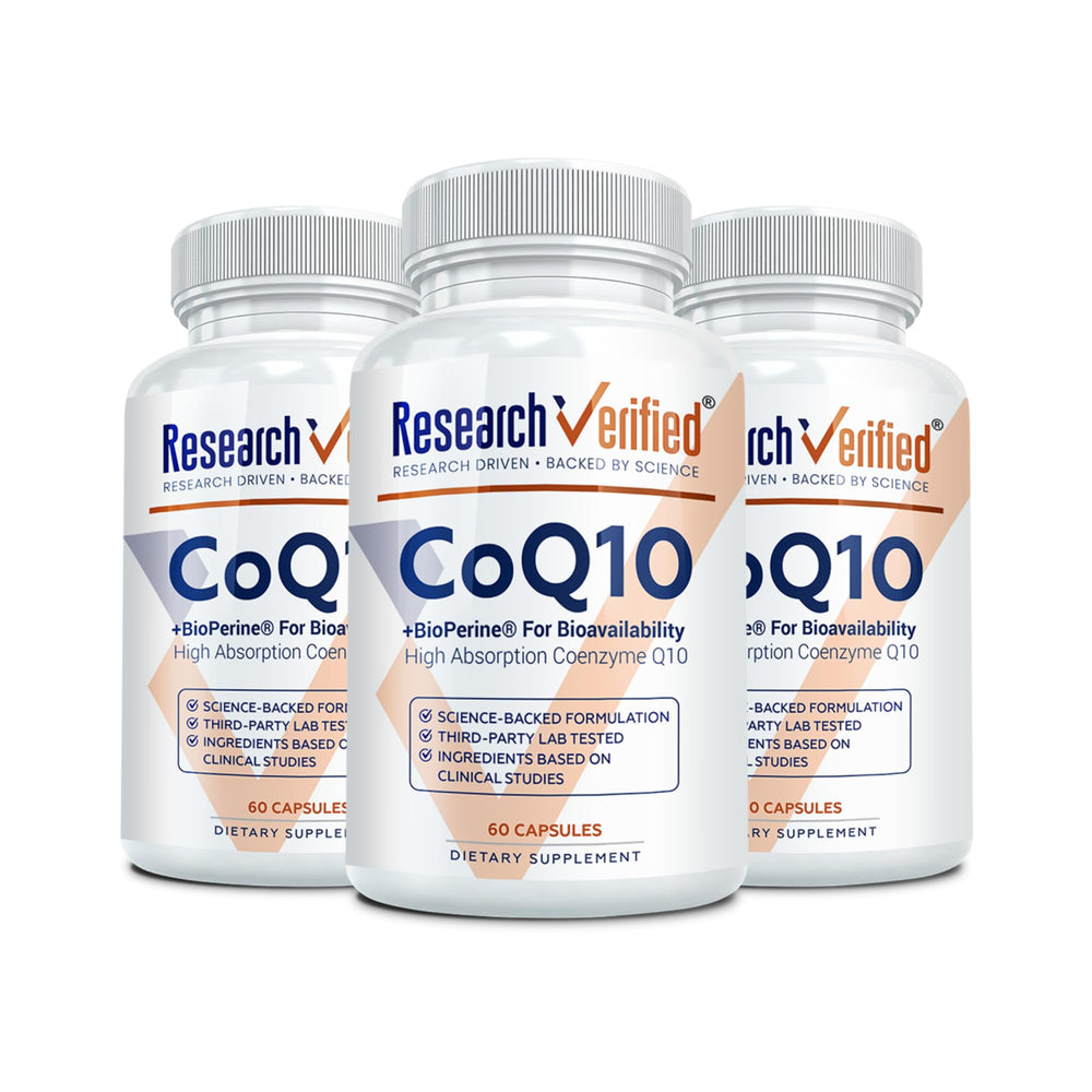 Research Verified CoQ10 250mg vegan capsules bottle